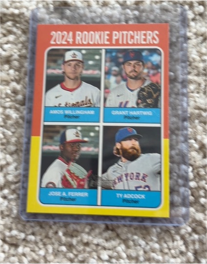 2024 Topps Heritage High Number #621 Rookie Pitchers Amos Willingham Grant Hartwig Jose A. Ferrer Ty Adcock — front