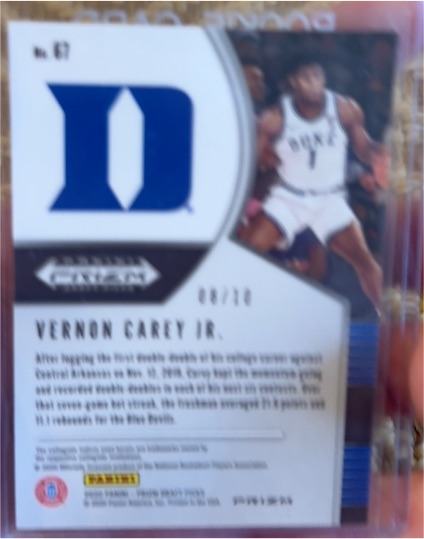2020-21 Panini Prizm Draft Picks #67 Vernon Carey Jr. — front