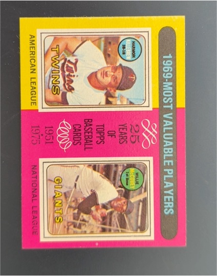 1975 Topps #207 1969 Most Valuable Players Harmon Killebrew / Willie McCovey — front