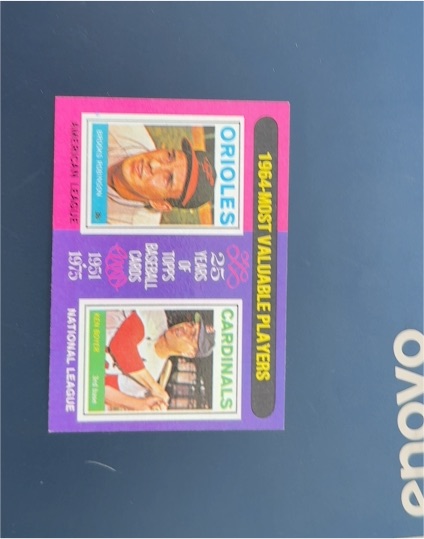 1975 Topps #202 Brooks Robinson/Ken Boyer MVPs — front