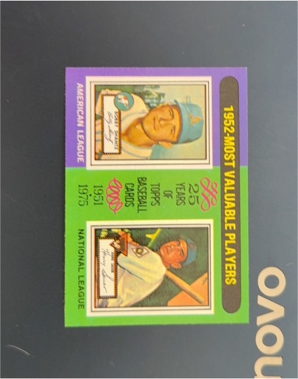 1975 Topps #190 1952 MVPs Bobby Shantz & Hank Sauer — front