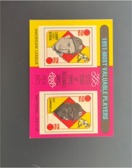 1975 Topps #189 Most Valuable Players Yogi Berra Roy Campanella — front