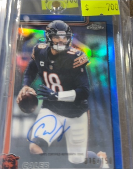 2025 Topps Chrome #52 Caleb Williams Blue Refractor — front
