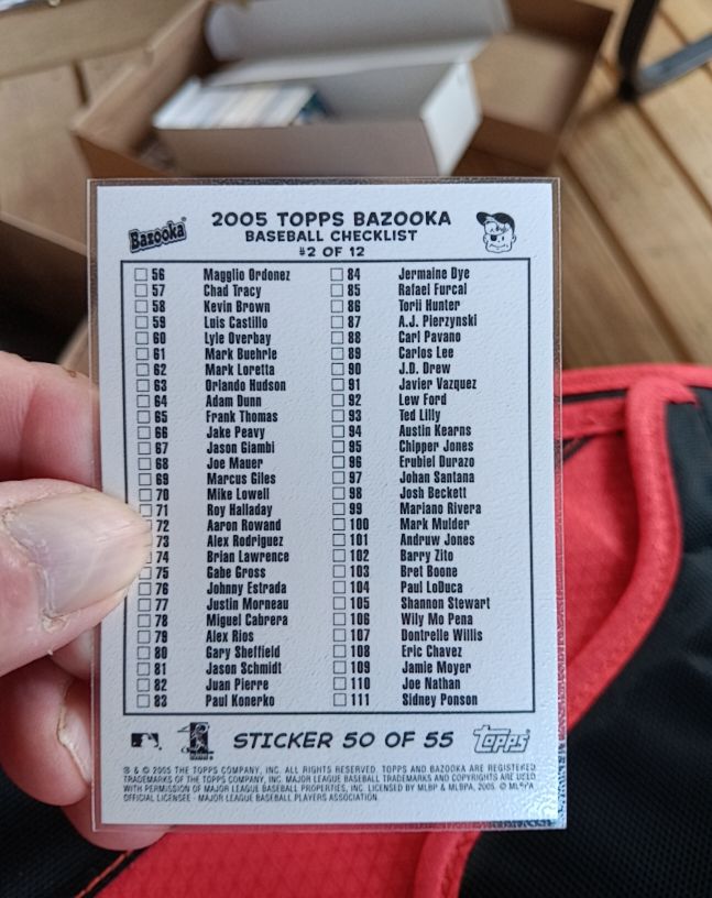 2005 Topps Bazooka Baseball Sticker #50 Checklist — front