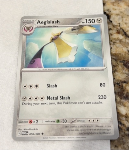 2016 Pokemon #058 Aegislash — front