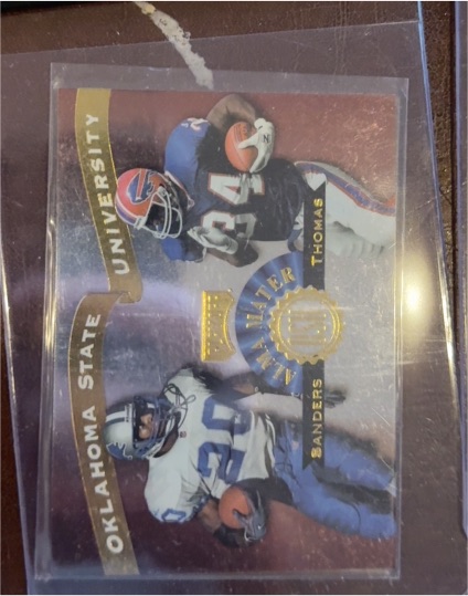 1999 Playoff Prestige SSD Alma Maters #AM5 Barry Sanders Thurman Thomas — front