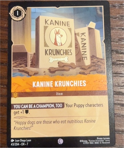Disney Lorcana Archazia's Island #43 Kanine Krunchies — front