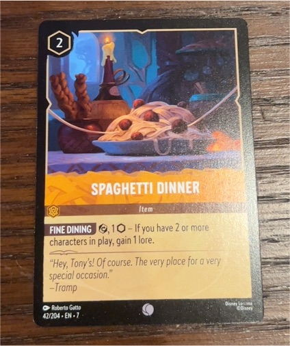 2025 Disney Lorcana Archazia's Island #42 Spaghetti Dinner — front