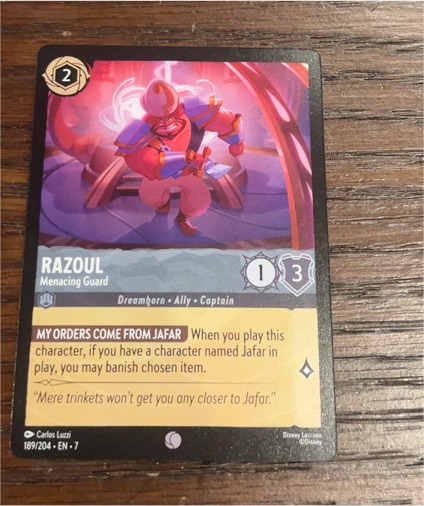 2025 Disney Lorcana Archazia's Island #189 Razoul - Menacing Guard — front