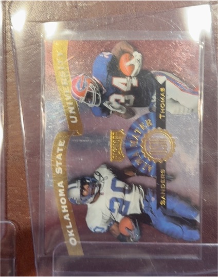 1999 Playoff Prestige #AM5 Barry Sanders / Thurman Thomas Alma Maters — front
