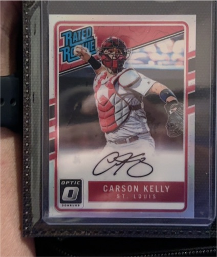 2017 Donruss Optic #174 Carson Kelly Rated Rookie On Card Auto — front