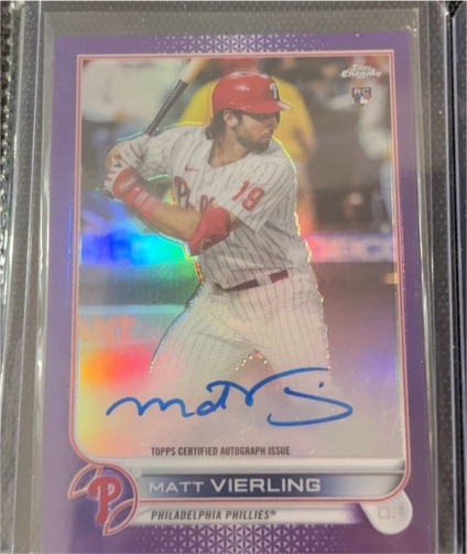 2022 Topps Chrome #RA-MV Matt Vierling Rookie Autographs Purple Refractor — front