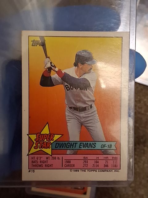1989 Topps Super Star Sticker Back #15 Dwight Evans — front