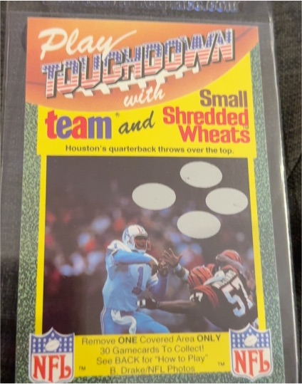 1989 Touchdown UK England NFL Small Shredded Wheats #STDE Houston Oilers Quarterback — front