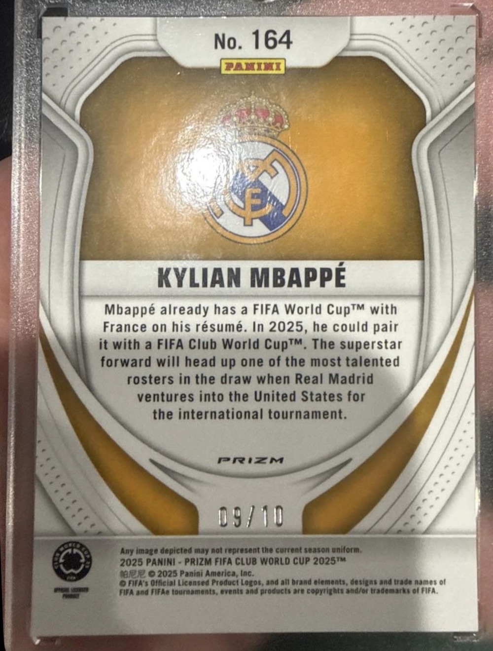 2025 Panini Prizm FIFA Club World Cup #164 Kylian Mbappé — front