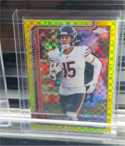 2025 Topps Chrome #49 Rome Odunze Lime Green X-Fractor — front