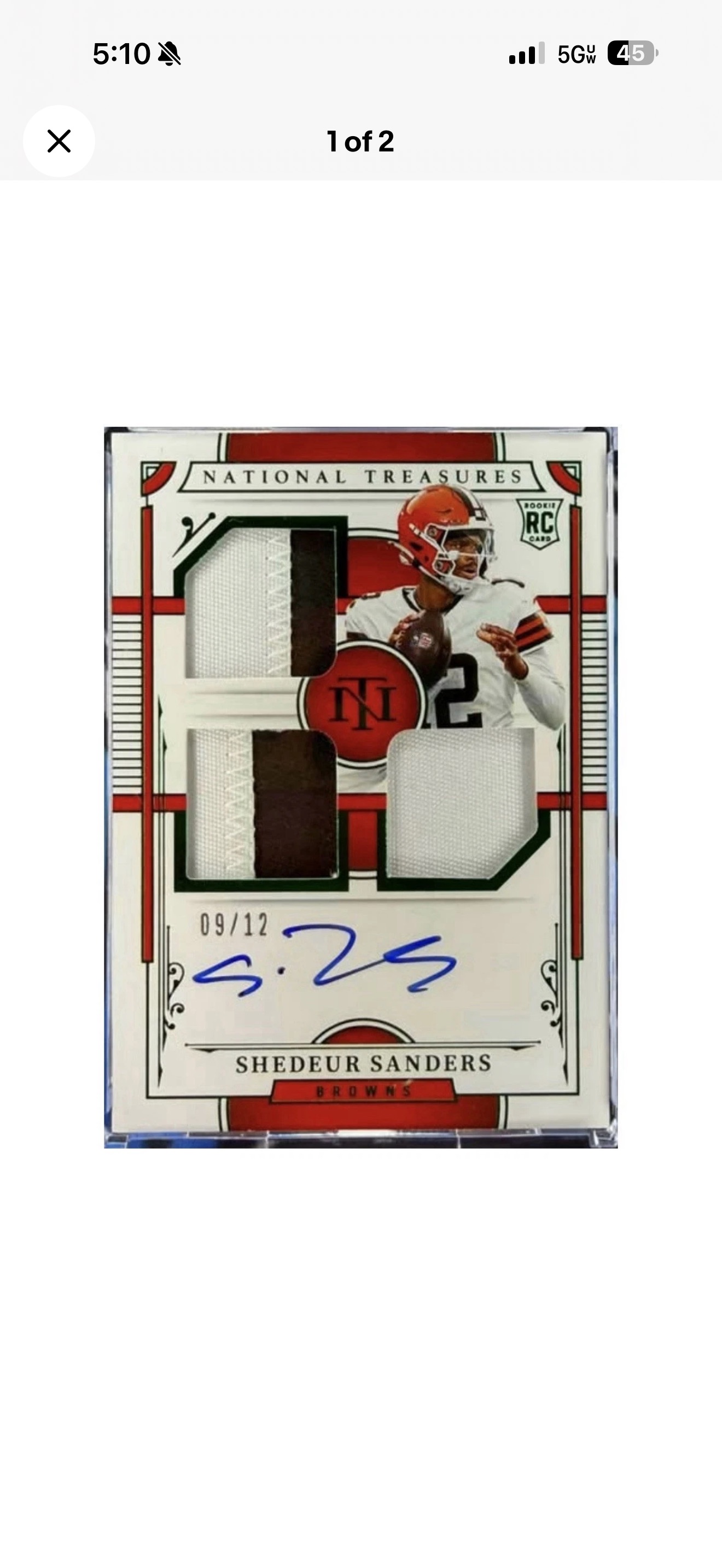 2025 Panini National Treasures #09/12 Shedeur Sanders — front