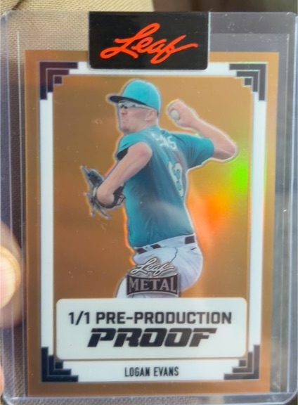 2024 Leaf Metal #1/1 Logan Evans Pre-Production Proof — front