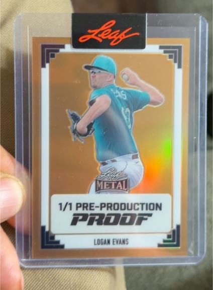 2024 Leaf Metal #1/1 Logan Evans Pre-Production Proof — front