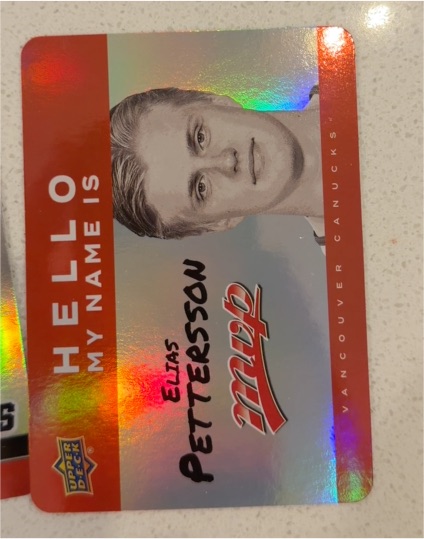 2025-26 Upper Deck MVP Hello My Name Is #HNI-12 Elias Pettersson — front