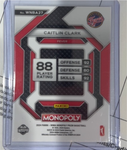 2024 Panini Prizm Monopoly WNBA #WNBA27 Caitlin Clark — front