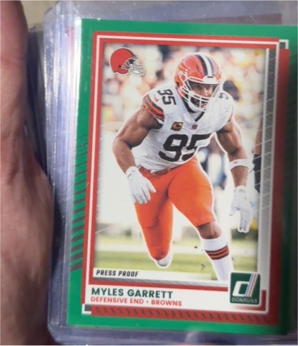 2025 Donruss #231 Myles Garrett Press Proof Green — front
