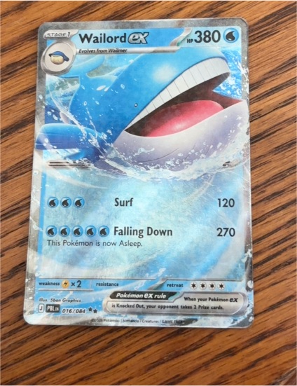 Wailord ex 016/084 Pitch Black — front