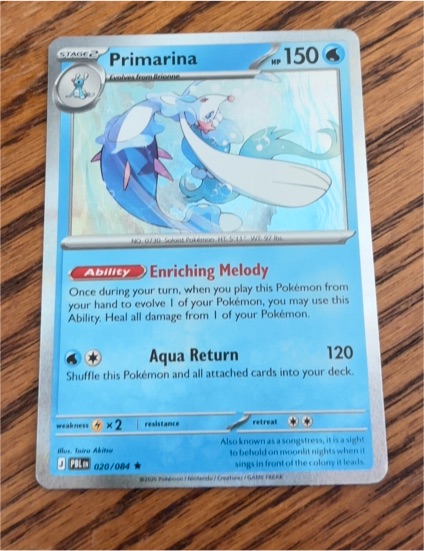 2026 Nintendo Pokemon TCG #020 Primarina — front