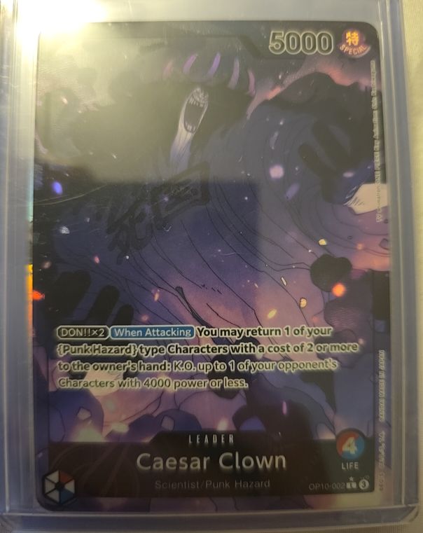 One Piece OP10-002 Caesar Clown Leader Alternate Art Royal Blood — front