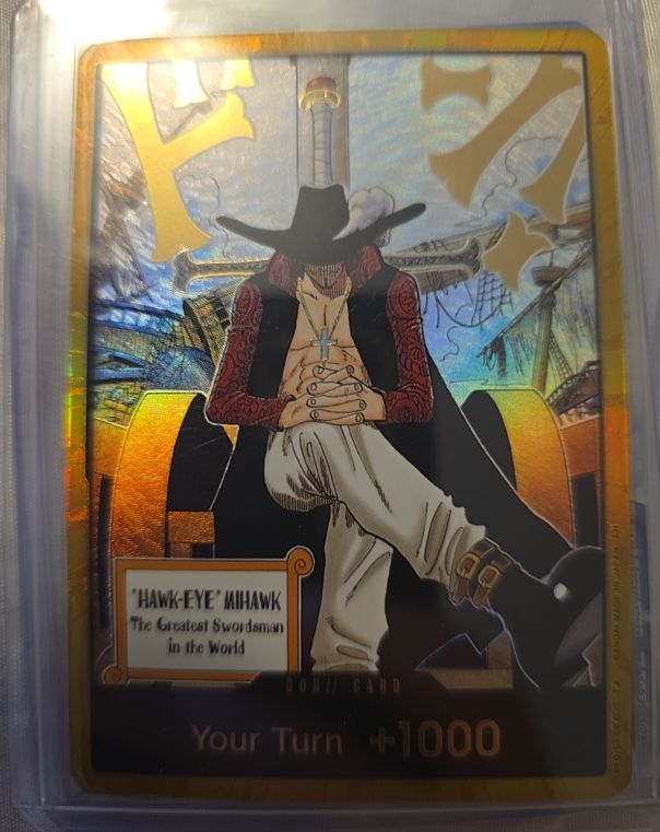 2020 Bandai One Piece DON!! Card OP14 Dracule Mihawk — front