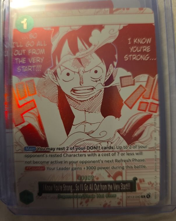 One Piece Card Game OP13-040 I Know You're Strong... So I'll Go All Out from the Very Start!!! — front