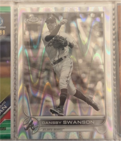2022 Topps Chrome Sonic #46 Dansby Swanson Black & White RayWave — front