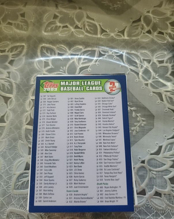 2003 Topps Series 1 Baseball Checklist #1-232 — front