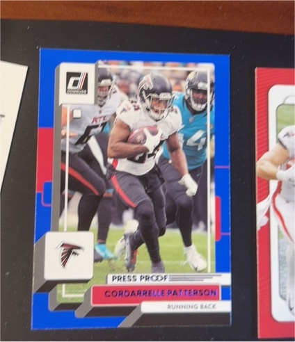 2022 Donruss #229 Cordarrelle Patterson Blue Press Proof Atlanta Falcons — front