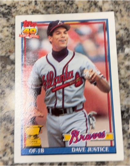 1991 Topps #329 Dave Justice — front