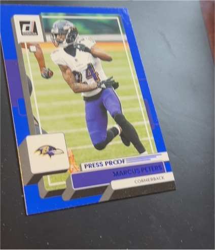 2022 Panini Donruss #195 Marcus Peters Press Proof Blue — front