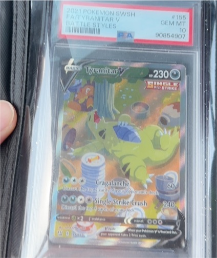 2021 Pokemon SWSH Battle Styles #155 FA Tyranitar V — front