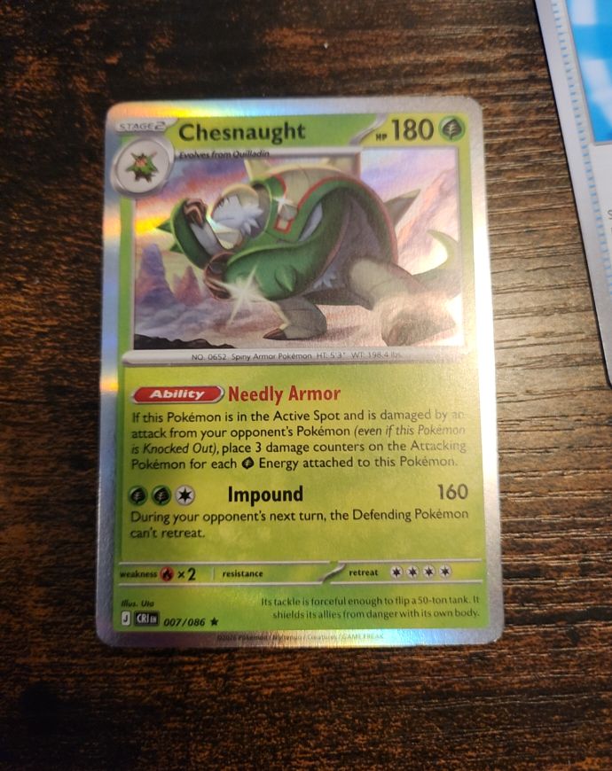 Chesnaught 007/086 Me04: Chaos Rising Holo — front