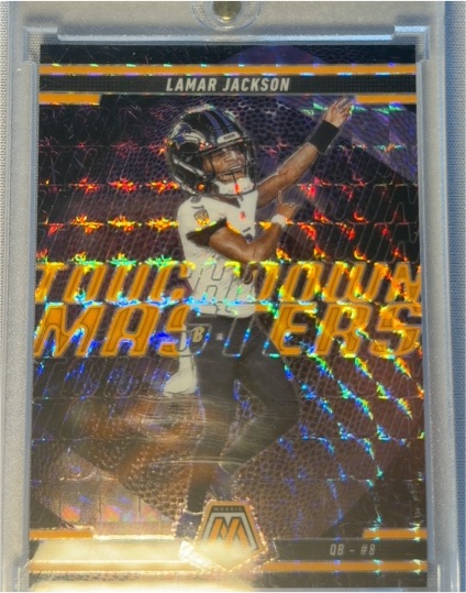 2025 Panini Mosaic #5 Lamar Jackson Touchdown Masters Orange Fluorescent — front