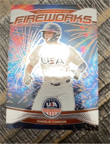 2026 Panini Stars & Stripes Prizm #2 Charlie Condon Fireworks — front