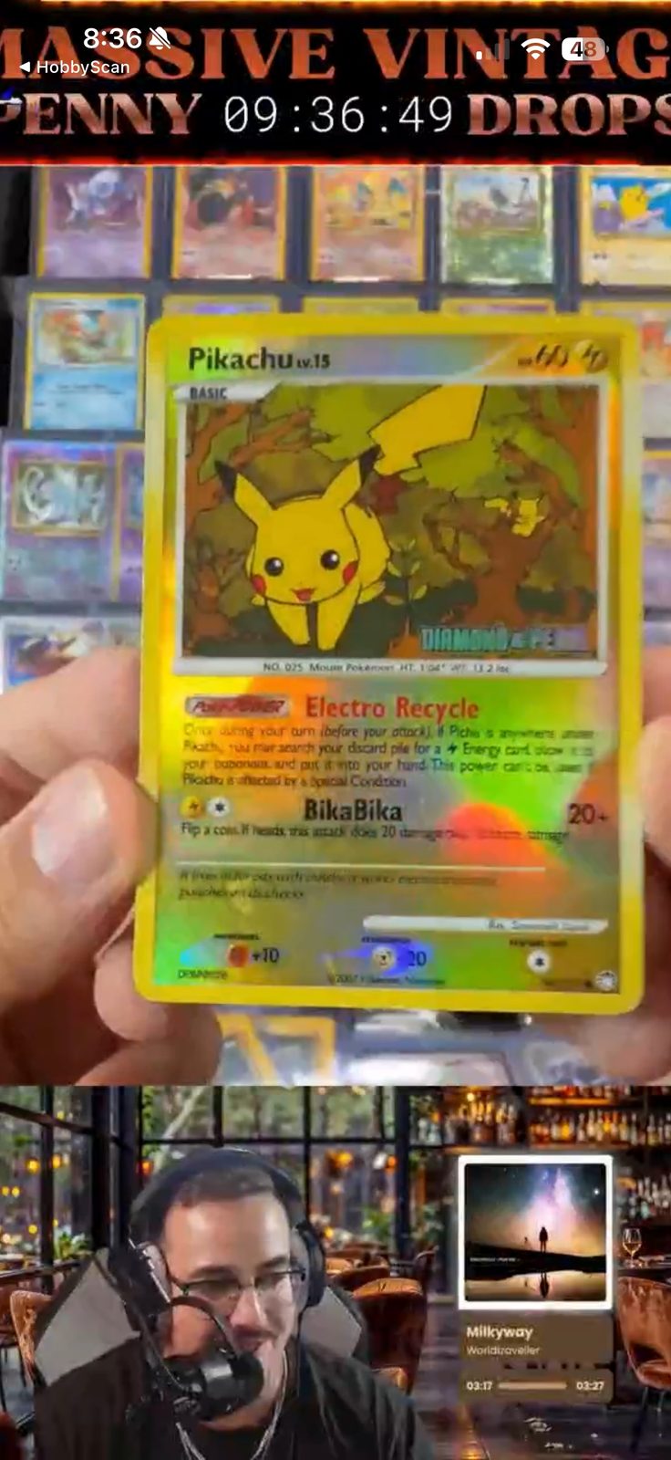 2007 Pokémon Diamond & Pearl #94 Pikachu Mysterious Treasures Reverse Holo — front