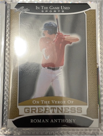 2024 Leaf In The Game Used Sports On The Verge Of Greatness #VG-48 Roman Anthony — front