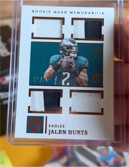 2020 Panini Encased Rookie Quad Memorabilia #RQ-13 Jalen Hurts — front