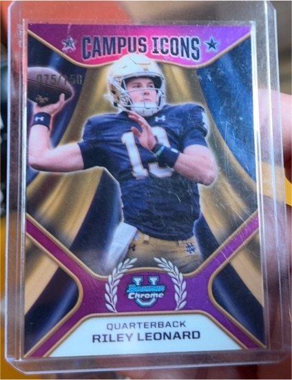 2024 Bowman University Chrome #CI-5 Riley Leonard Campus Icons — front