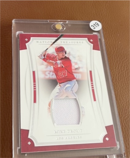 2017 Panini National Treasures Treasure Materials #TM-MT Mike Trout — front