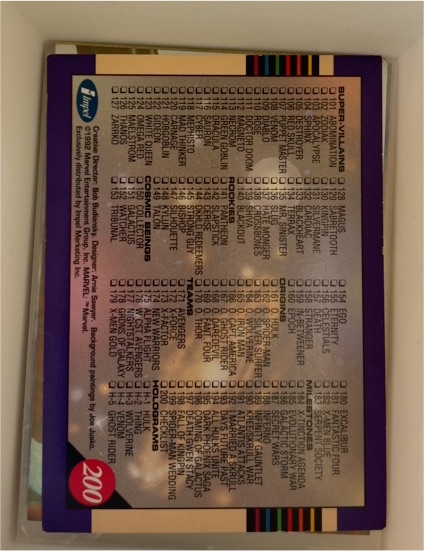 1992 Impel Marvel Universe Series 3 #200 Checklist — front