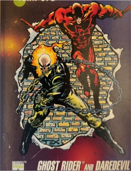 1992 Impel Marvel Universe #90 Ghost Rider and Daredevil — front