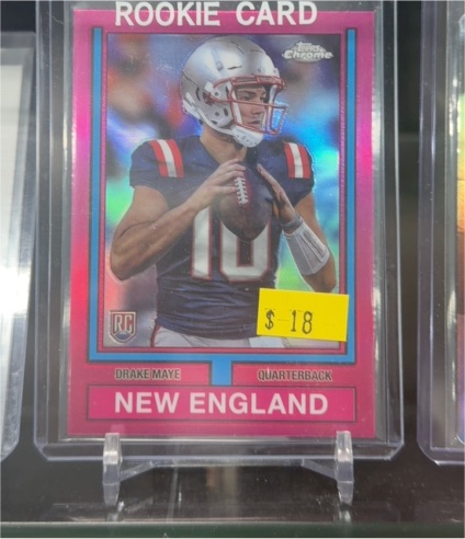 2024 Topps Chrome 1974 Topps Football #74TF-3 Drake Maye Pink Refractor Rookie — front