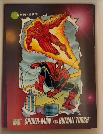 1992 Impel Marvel Universe Series 3 #71 Spider-Man and Human Torch — front