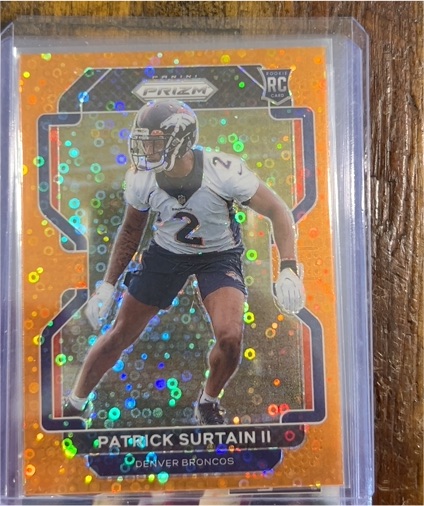2021 Panini Prizm #374 Patrick Surtain II Orange Disco Prizm Rookie — front